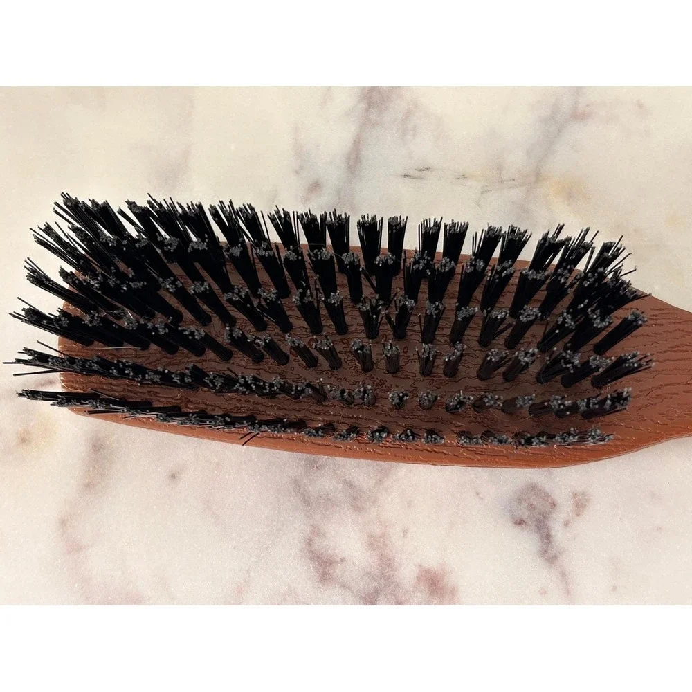 Vintage Avon Hairbrush Faux Wood Grain Brown Synthetic Bristle Grooming Tool 9